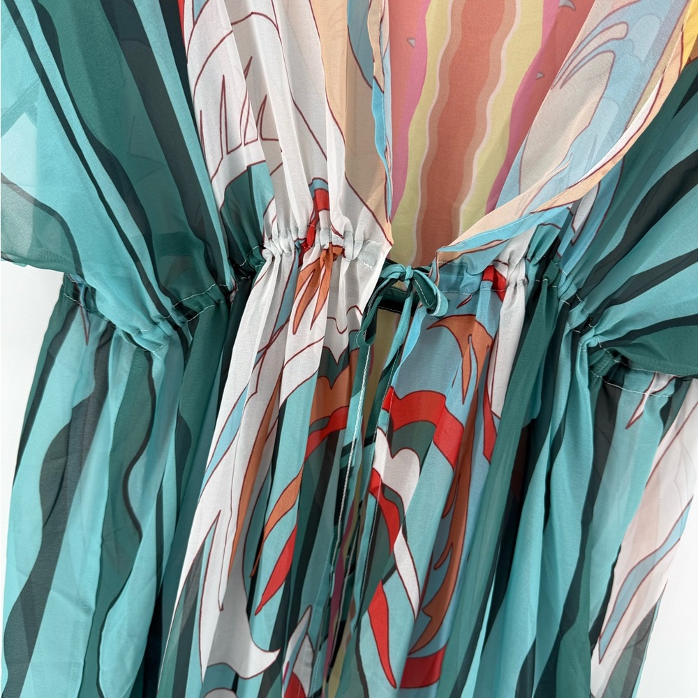 Colorful Open Beach Cover Up Maxi Duster Kimono XL - Picture 6 of 6